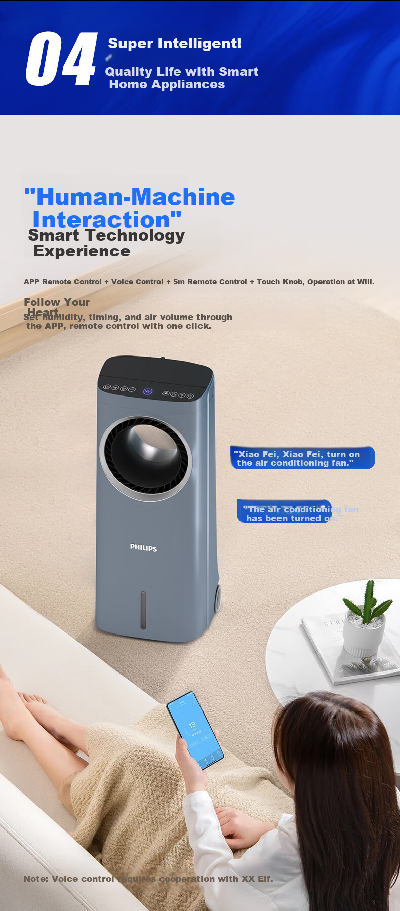 PHILIPS Air Cooler, Powerful Cooling Fan for Home Use, Bladeless Water-Cooled Electric Fan, Floor-Standing Tower Fan, Negative Ion Purification, Remote Control, Humidifying Air Circulator ACR4146BX 8