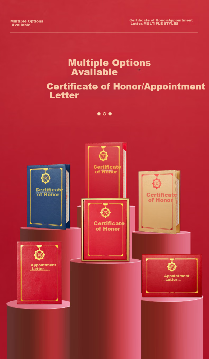 Kingdee Single Honor Certificate Cover, Red A4 Inner Pages, Award Certificate, Suitable for Ceremonies And Recognition Events 3