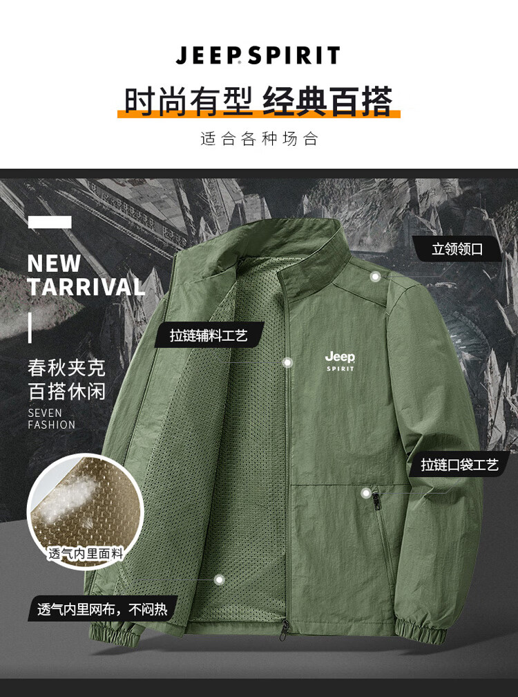 JEEP SPIRIT Men's Jacket Autumn Winter Sports Casual High-End Windbreaker Stylish Men's Outerwear 1
