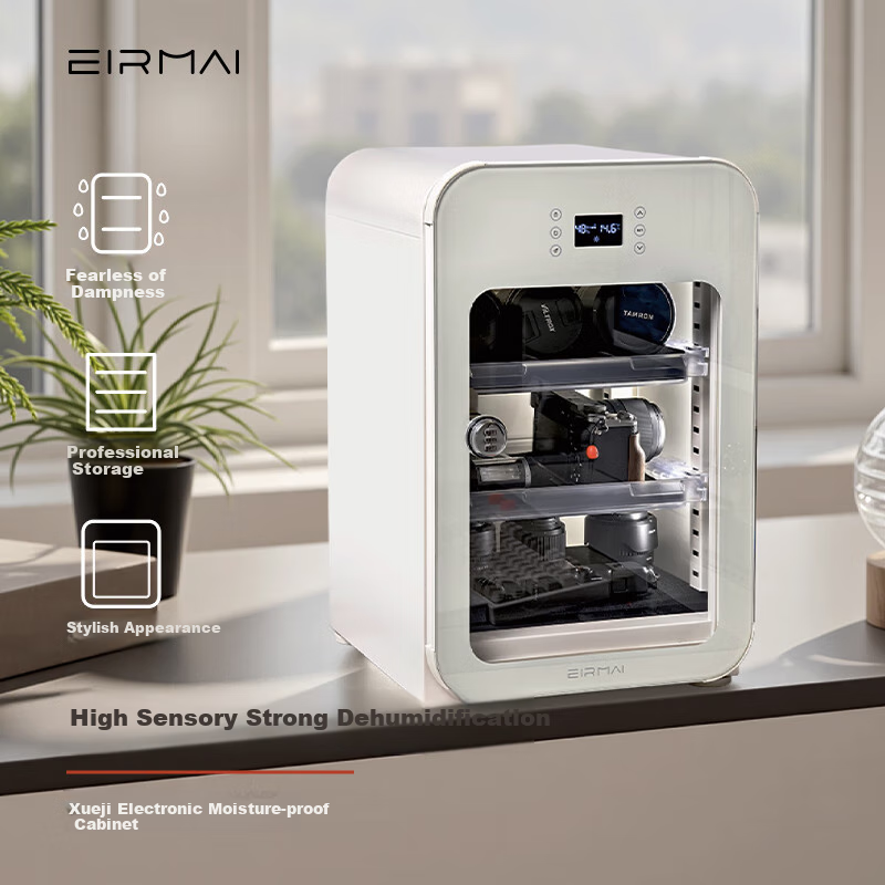 EIRMAI R4M DSLR Camera Electronic Touchscreen Dehumidifying Case, Photography Equipment Drying Cabinet, Professional Lens Vintage Dehumidifying Cabinet with Touchscreen, Cream White