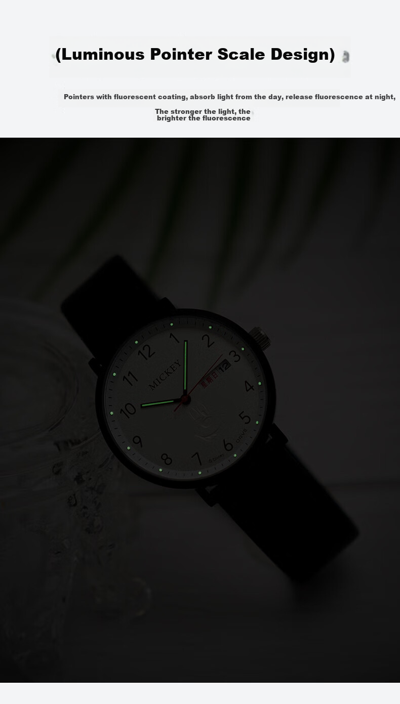 Disney Student Watch, Simple Waterproof Quartz Watch with Dual Calendar, for Middle And High School Students, Exam Watch MK-11809B 6