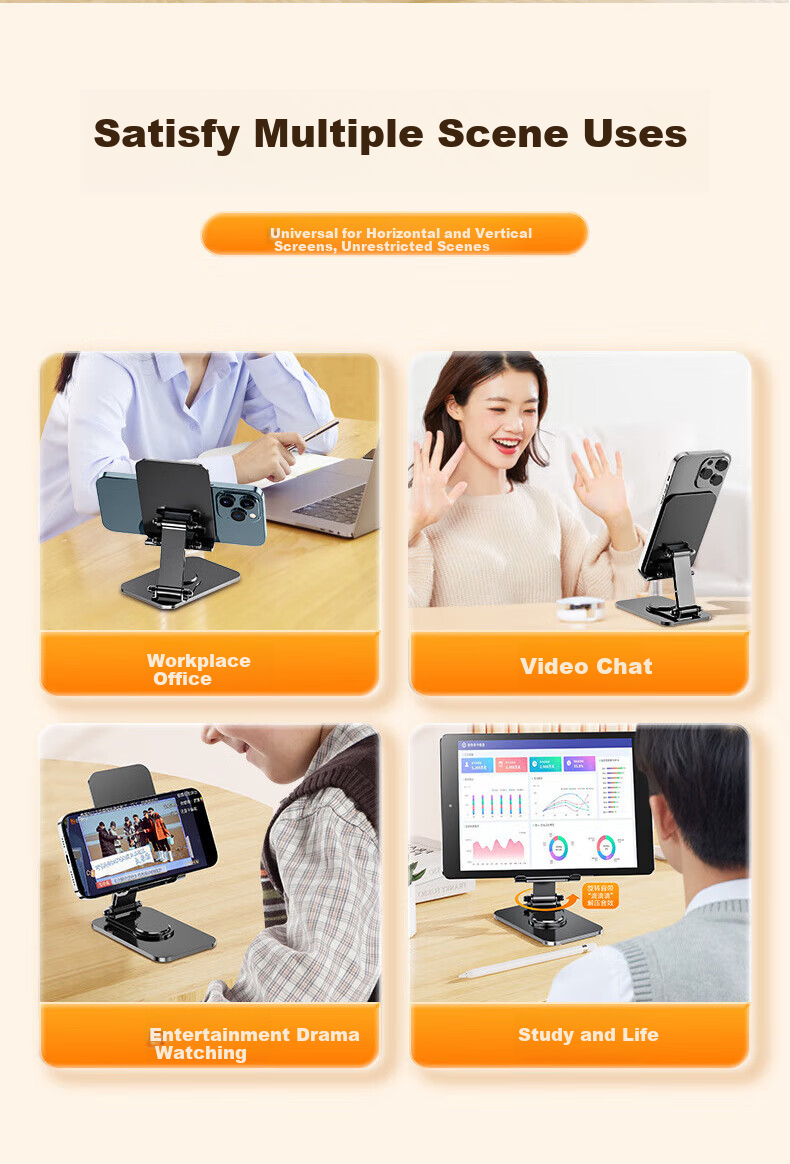 ALittleFlower Phone Stand, Desktop IPad Tablet Stand, Lazy Live Streaming Convenient Multifunctional Folding Adjustable Bedside Gaming PUBG Reading [Stable Dual-Rod] Student 6