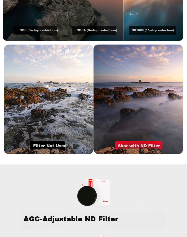 Kase Landscape Filter Set: CPL Polarizing Filter + ND1000 Neutral Density Filter + GND0.9 Graduated Filter, Travel And Landscape Photography Kit for Sunrises And Sunsets, 82mm 10