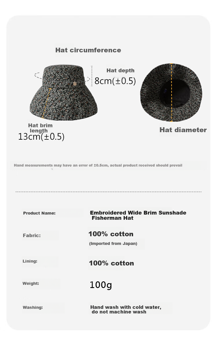 Mr DUCK Elegant Hepburn Style Imported Pure Cotton Fisherman Hat for Women, Summer Sun Protection Hat, Fashionable And Stylish Face-Slimming Cap 4