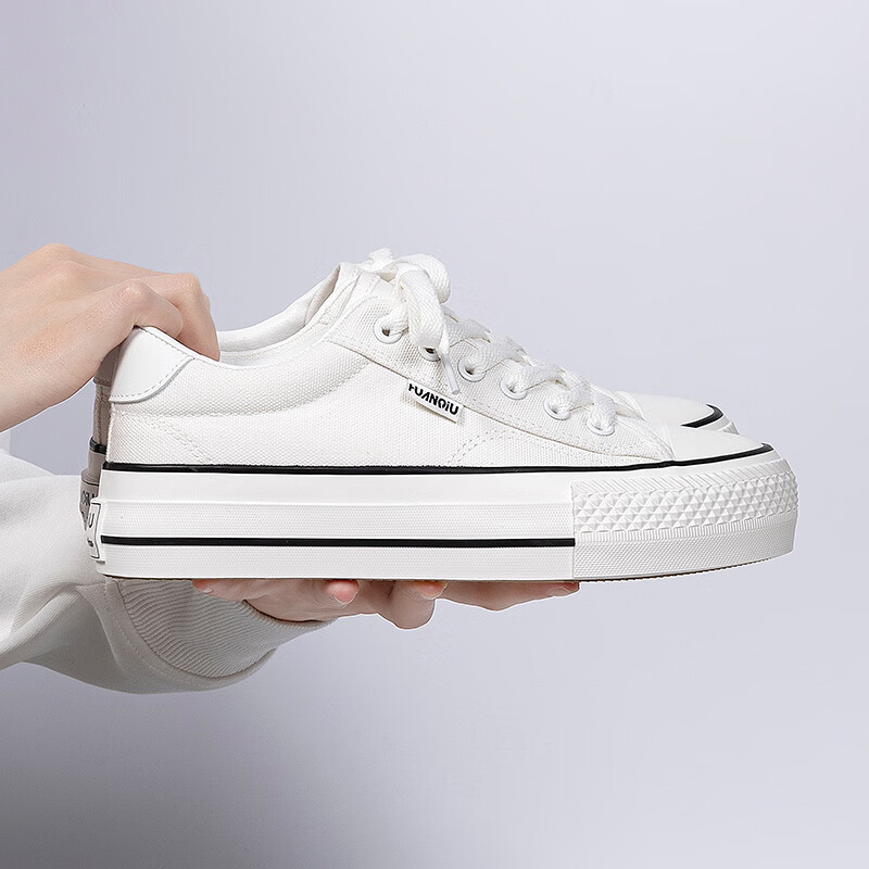 Global Platform Canvas Shoes Women's 2026 New Summer Height Increasing Casual Sneakers Popular White Lightweight Shoes