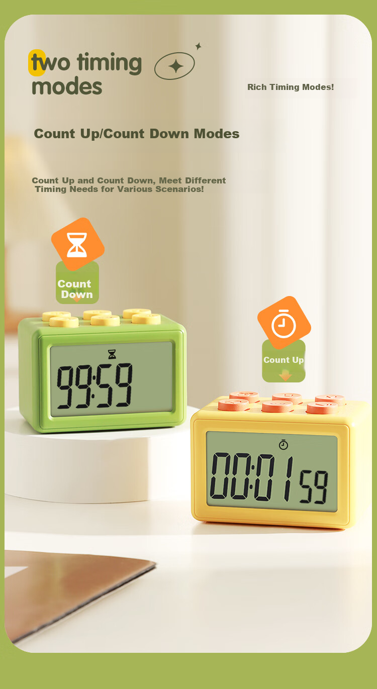 Compas Electronic Timer for Students' Exam Time Management, Kitchen Timing Electronic Alarm Clock 6003 Orange Back-To Seaso 4