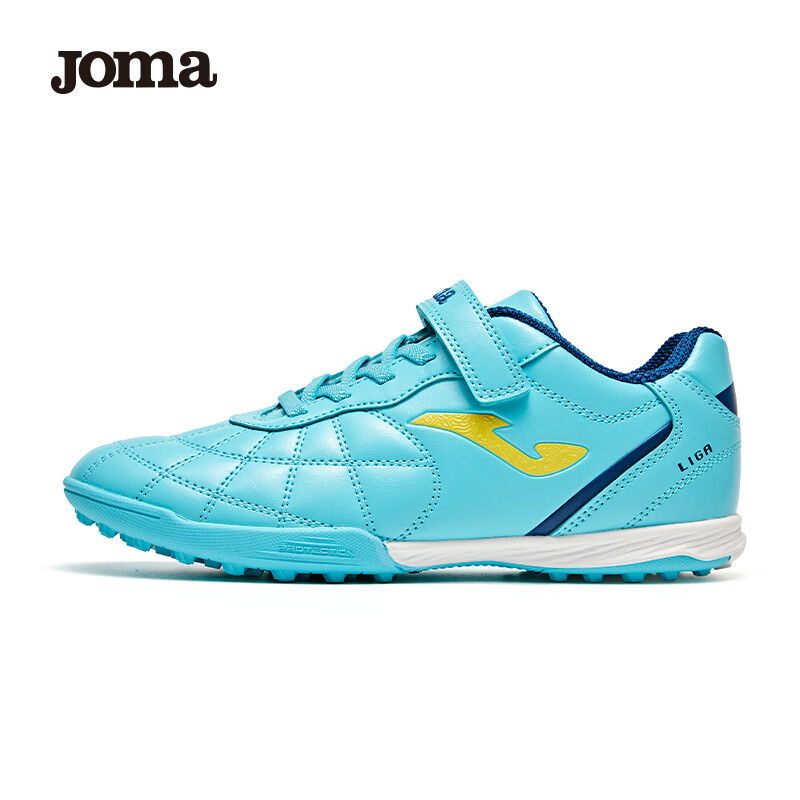 JOMA 2025 New Velcro Children's Soccer Shoes TF Turf Studs Youth Primary School Training Shoes Blue Size 38