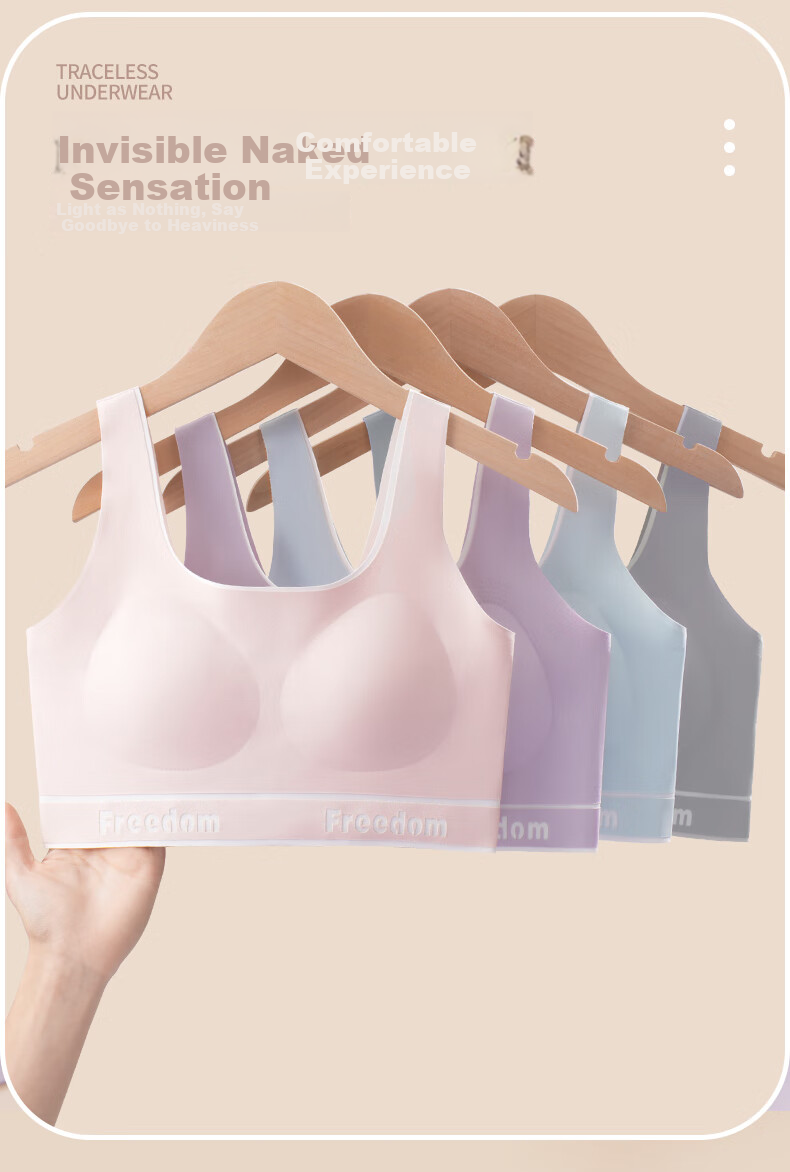 Ailier & ouluola 2026 New Girls' Underwear, Puberty Bra for Middle And High School Students, Ages 12-16, Second And Third Stage, Sports Bra, Purple, Size L 6
