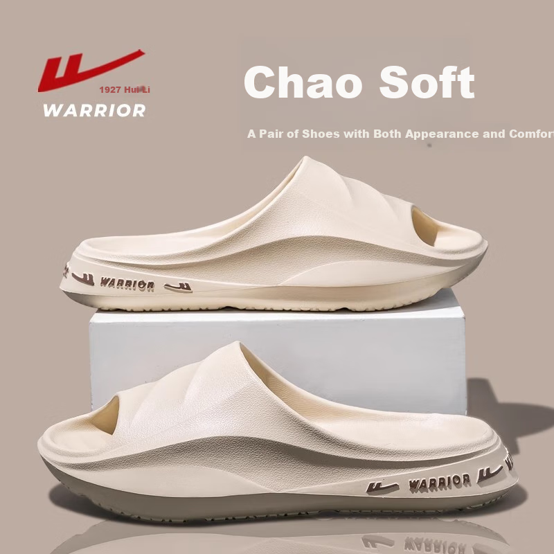 Warrior Men's Summer Sports Slippers New Home Bathroom Non-Slip EVA Durable Beach Sandals Khaki Size 40-41