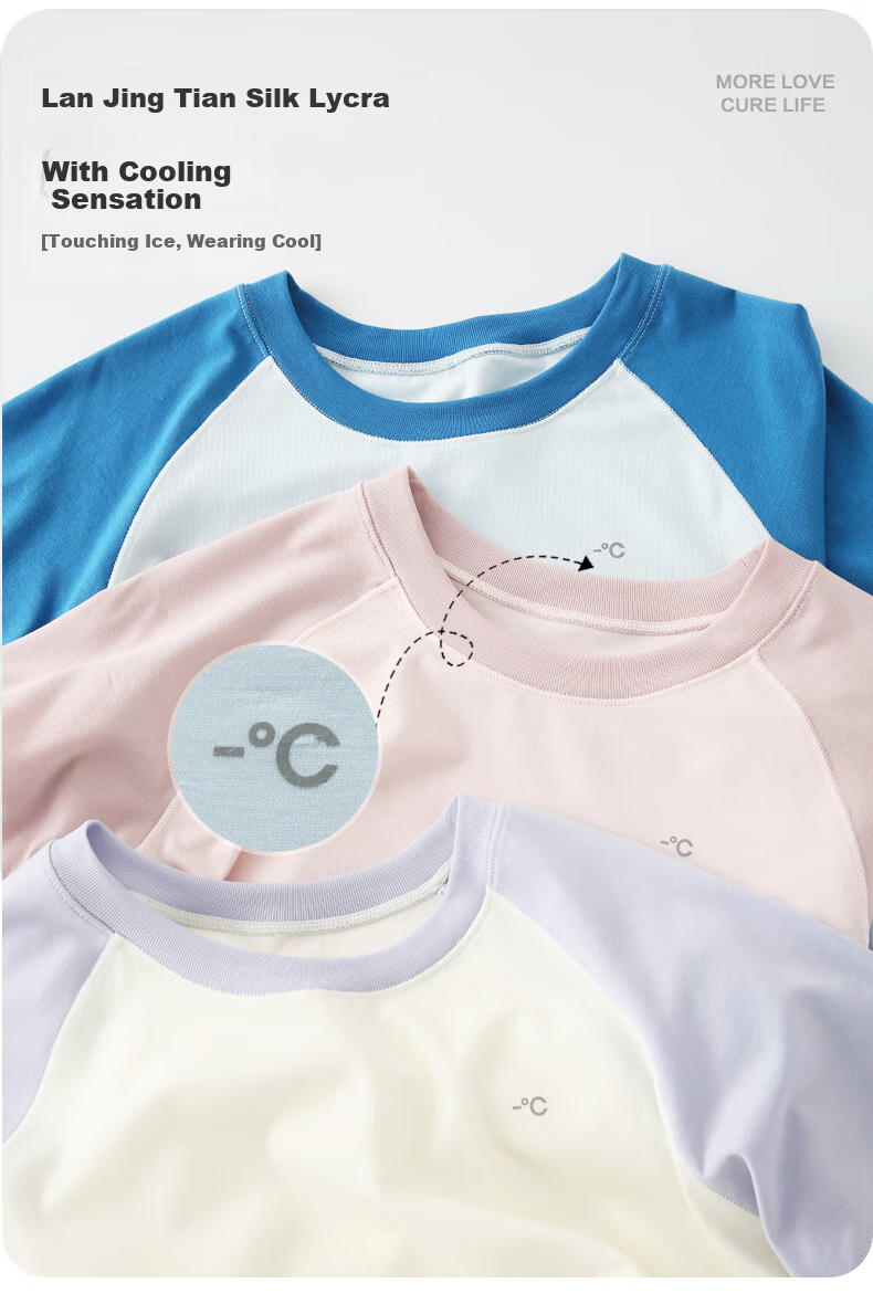 LangSha Children's T-Shirt, Boys' Short Sleeve, Girls' Summer Thin Top, Breathable Quick-Dry Class A Lyocell Loungewear Pajamas 7