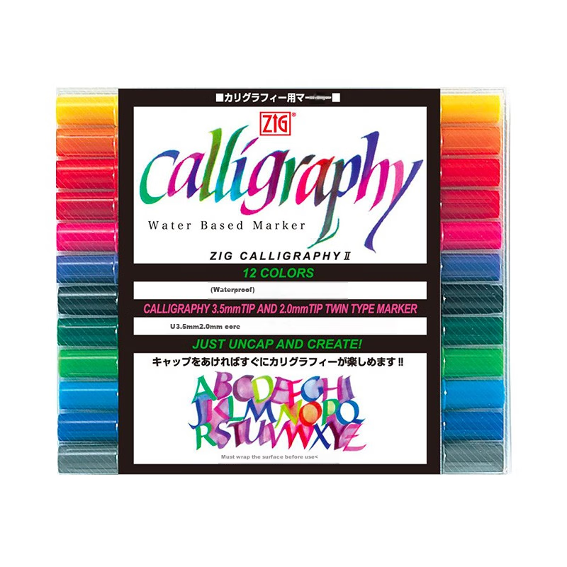 KURETAKE Dual-Tip Watercolor Markers, 12-Color Set TC-3100/12V Watercolor Pens