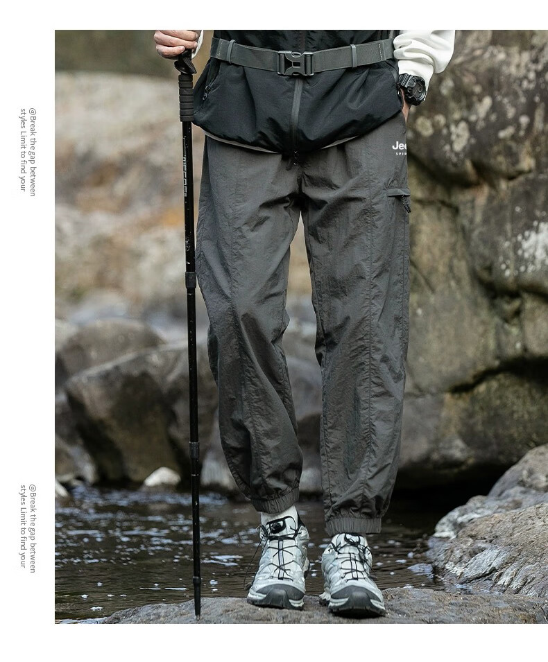 JEEP Casual Pants for Men, Spring Quick-Dry Breathable Sports Pants, Outdoor Trendy Hiking Trousers, Black, Size L 7
