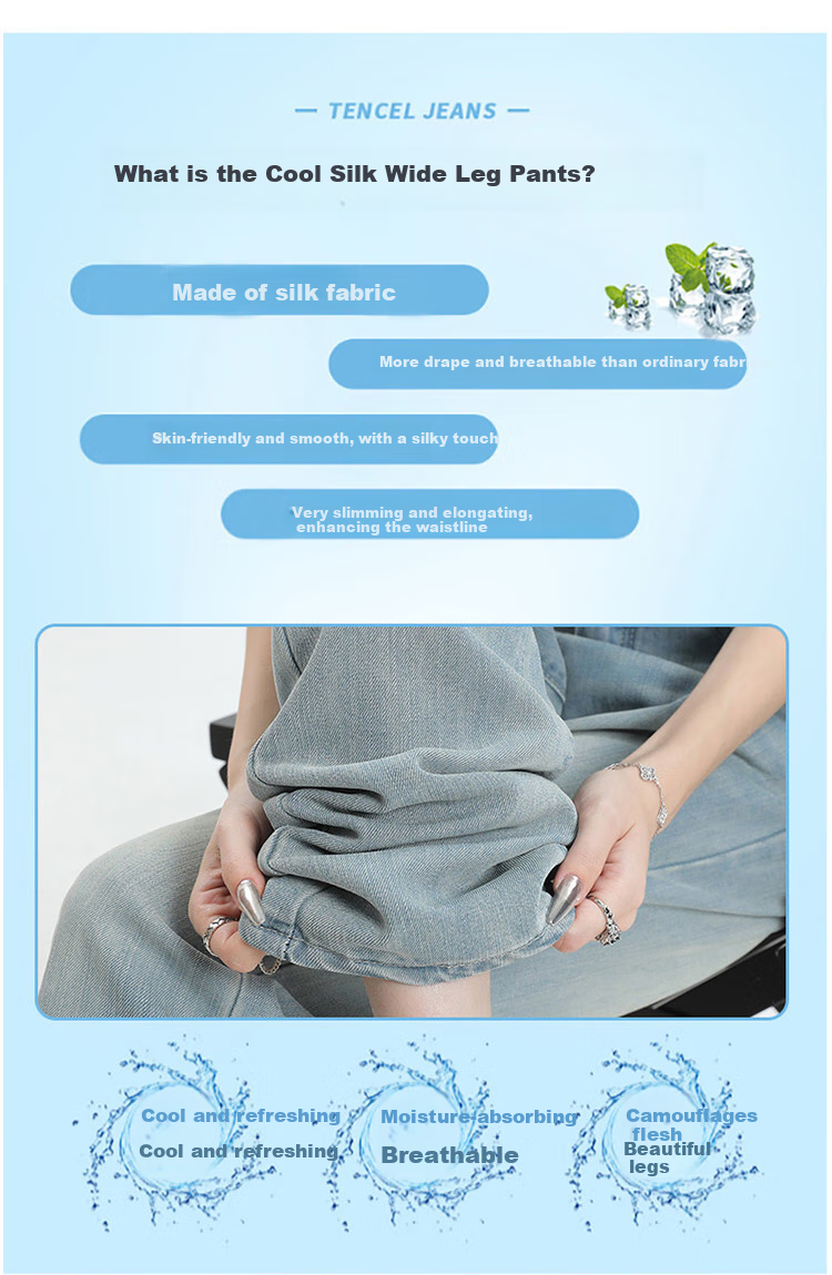 Yipintiancheng [Tencel Thin] Women's Jeans, 2025 Autumn Season, Comfortable Loose Straight-Leg Draping Casual Wide-Leg Pants for Wome 3