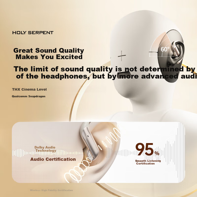 Holy Serpent Tianqin [15% Refreshing Subsidy], Bluetooth Earphones, Over-Ear Style, Latest 2026 Model, Wireless Sports Open-Style Running Headphones, Not In-Ear Bone Conduction Concept, Ranked Top Te