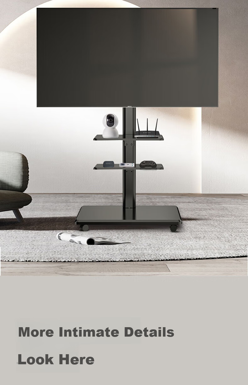 CABTE Mobile TV Stand Floor-Standing for 32/43/55/65/75 Inch TVs, Universal TV Bracket for Multiple Brands, Pearl White 14