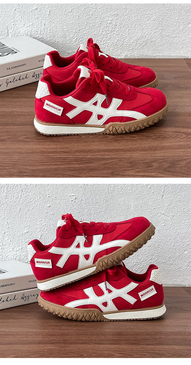 Warrior Red Women's Training Shoes Autumn Retro Niche Casual Sports Sneakers 5062 Beige/Black Size 35 15