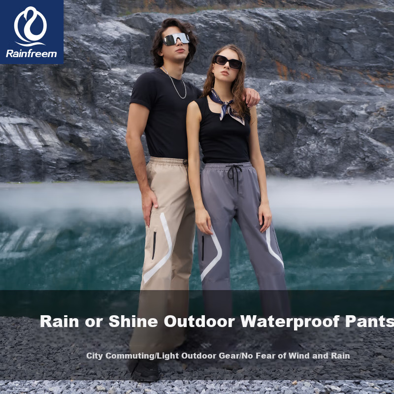 Qinfeimanyuyi Rain Pants, Waterproof And Rainproof, for Cycling, Food Delivery, Motorcycles, Electric Bikes, Spring Yafang Fabric, Two-Piece Design, XL Size, Fashionable Light Coffee Color, Lower Body Wear for Men And Wome