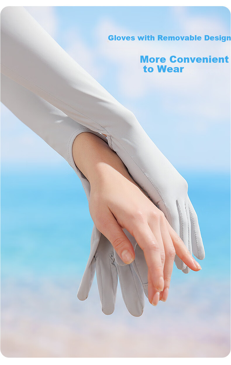 TUCANO Sun Protection Gloves for Women, Summer Driving UV-Resistant Sunshade Arm Sleeves, Extended Length with Finger Exposures, Touchscreen Compatible, Ice Silk Arm Covers 10