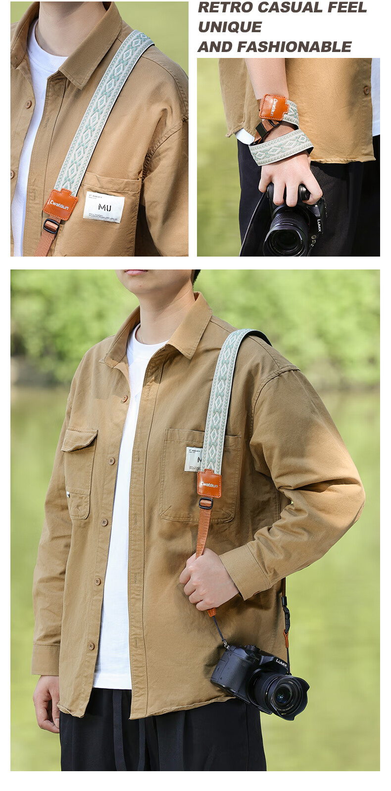 CWATCUN Kadenka Adjustable Camera Shoulder Strap Quick Release Camera Accessory Padded Jacquard Strap 8