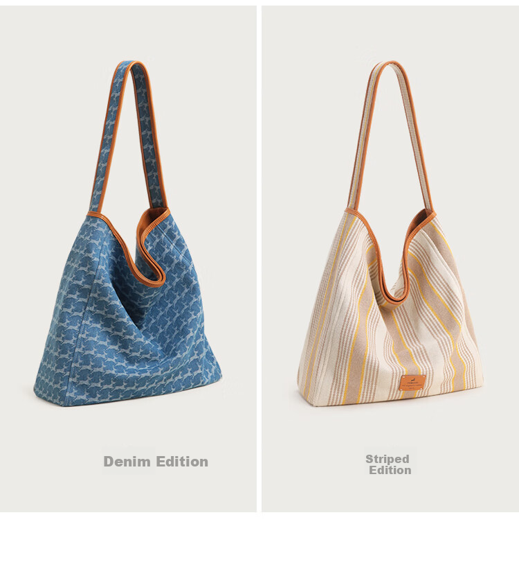 Mood Autumn And Winter Large Capacity Tote Bag for Women, Denim Canvas Lightweight Commuter Shoulder Underarm Bag, Birthday Gift Versatile Blue 12