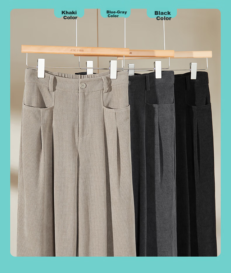 ESE-Y Wide-Leg Pants for Women, Spring 2025 High-Waisted Slimming Straight-Leg Glutinous Rice Pants, Natural Sand Color (Khaki), Size 29 11