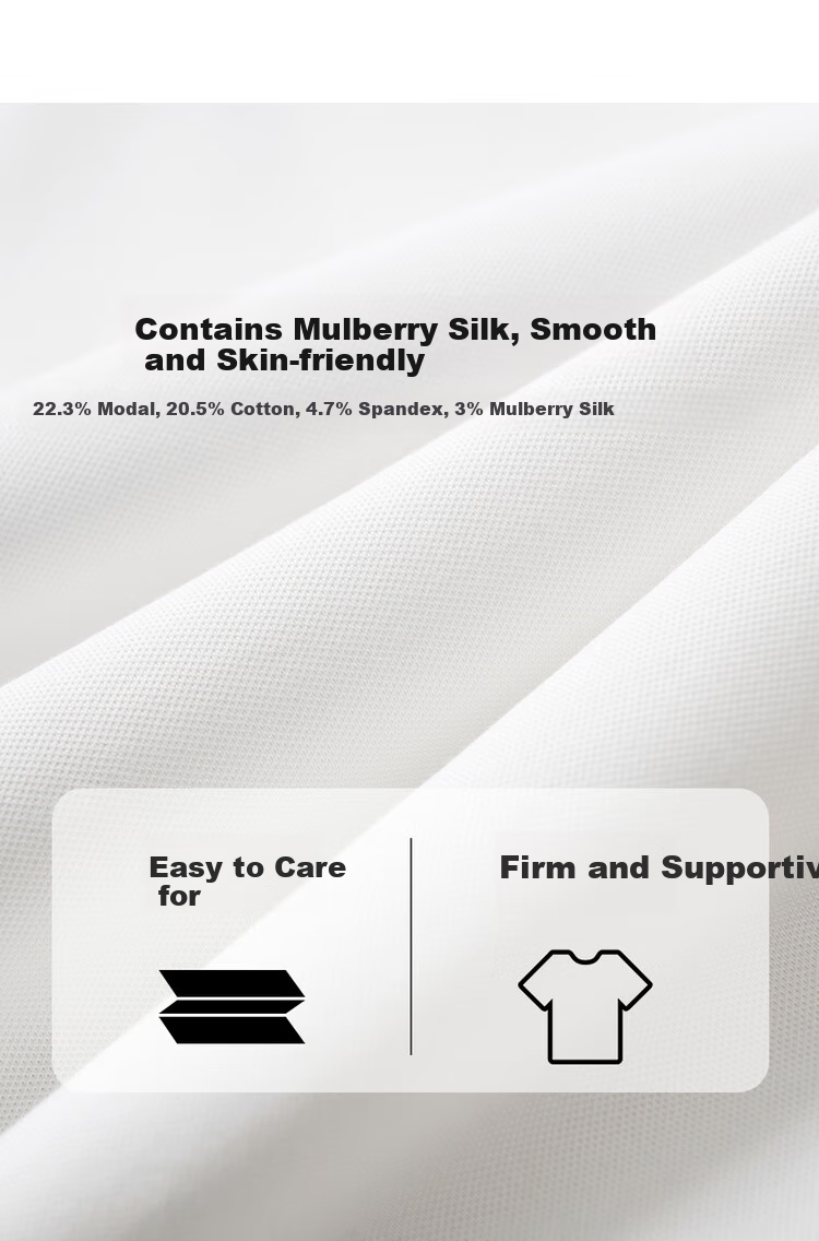 DANCING WOLVES [Mulberry Silk Antibacterial] Short-Sleeve T-Shirt for Men, Summer Contrasting Colors Versatile Cool Breathable Business Polo Shirt for Me 1