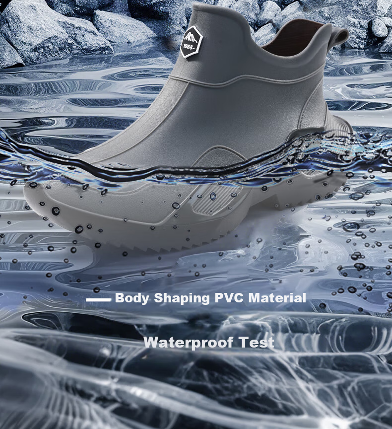 Lanoudun Rain Boots, Short Tube Shoes for Men And Women, Non-Slip Waterproof Rubber Shoes, Wear-Resistant Fishing And Beach Shoes YX1027 Size 36 5