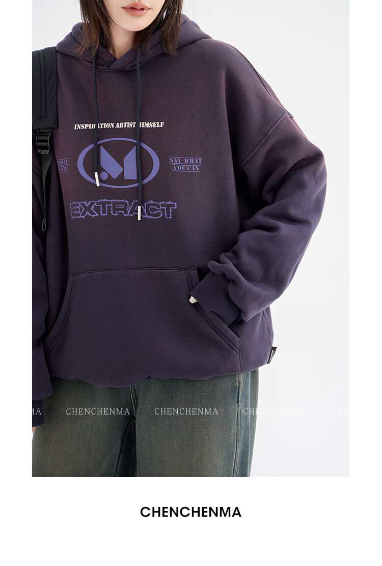 Chenchen Mom Gradient Parent-Child Gradient Color Hooded Fleece Sweatshirt 6762D 8