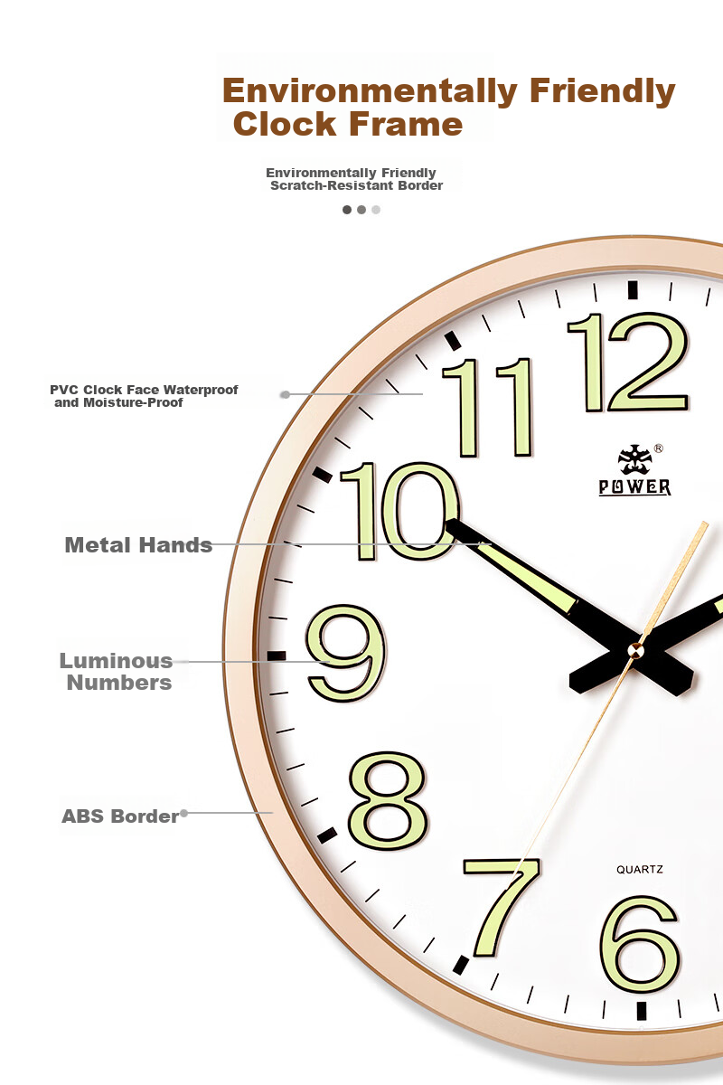 POWER Bawang Clock, Living Room Wall Clock, Simple Wall-Mounted Quartz Clock, 40cm Gold Color BW23012A 5
