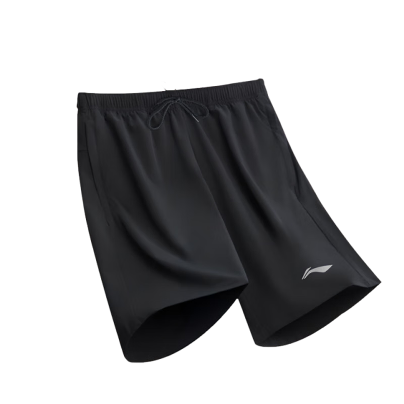 Li-Ning Men's Sports Shorts, Summer Ice Silk Quick-Dry Casual Loose Pants, for Running, Fitness, Basketball Training, Knee-Length Shorts, Black