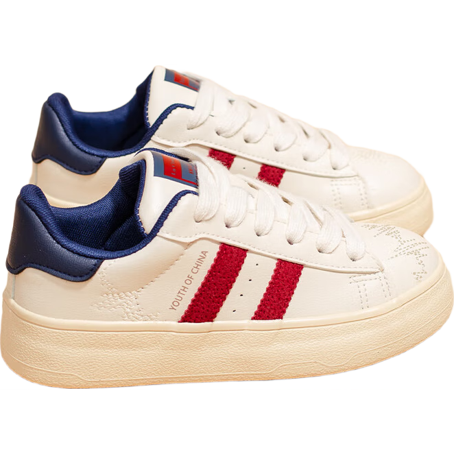 La Chapelle Women's Casual Retro Low-Top Thick-Soled Sneakers YB002 Red Blue Size 35