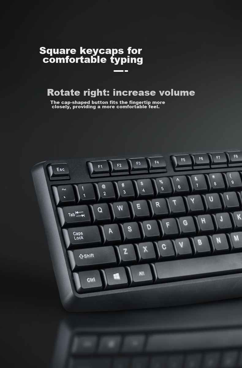 GESOBYTE Wireless Keyboard, Quiet Low-Noise Office Keyboard, Compatible with Desktop And Laptop, Built-In Receiver Plug-And K139W Battery Version, Black 3
