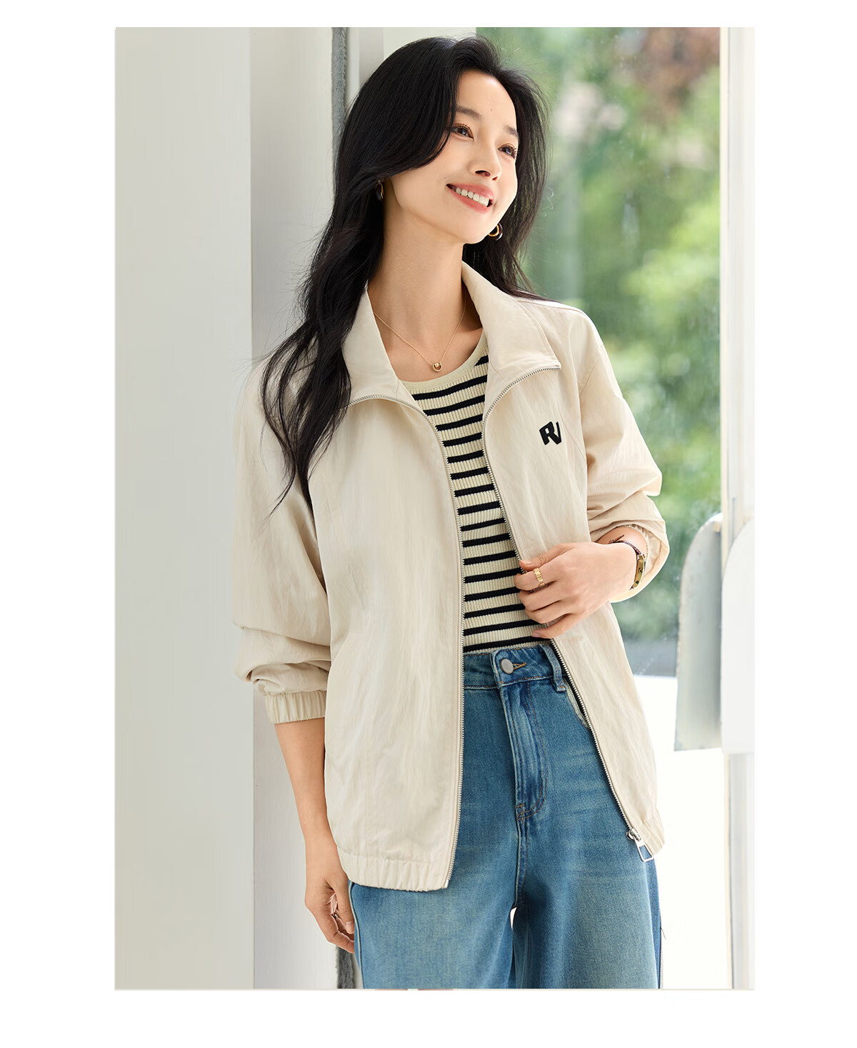 Chushen Spring and Autumn Short Jacket Women Fashion Stand Collar Drop Shoulder Loose Casual Jacket Top S53D049 11