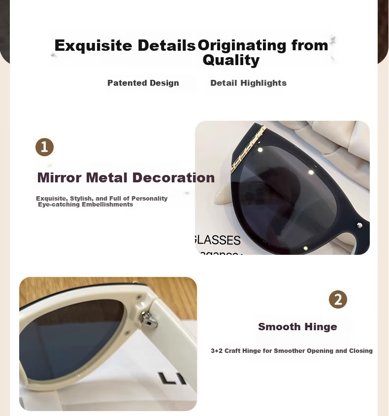Cuntiandaofu Cat Eye Sunglasses, Vintage Square Face Large Frame Integrated High-End Look, Beige Frame with Dark Gray Lenses 13