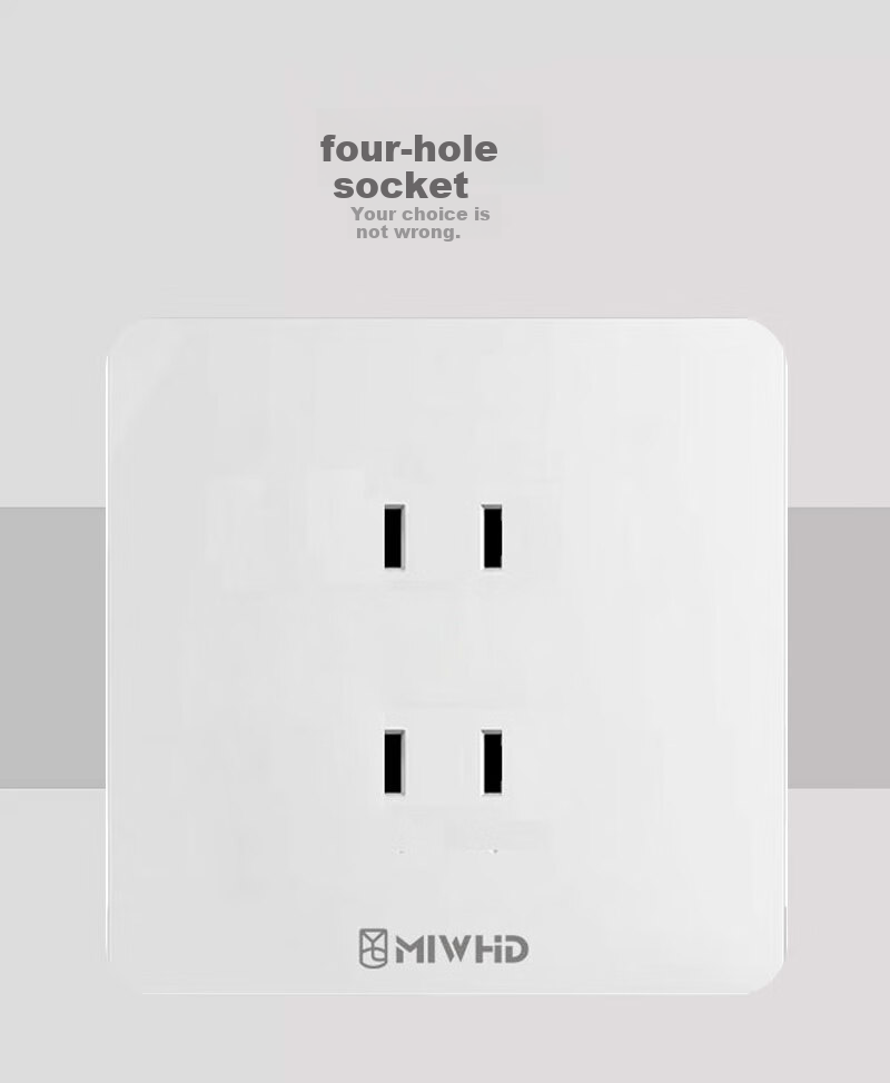 MIWHD Single Switch with Eight Holes And Light, Wall Panel Switch Socket, 86 Type, 10A-16A White Concealed Switch, MLGD-34/1 16 220 2 5
