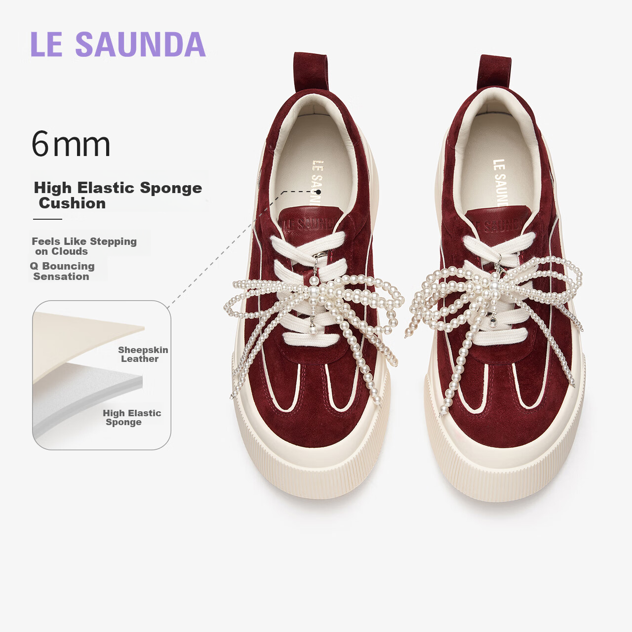Le Saunda 2025 New Casual Platform Loafers Women's Shoes 42401, Anka Red BOS, Size 37