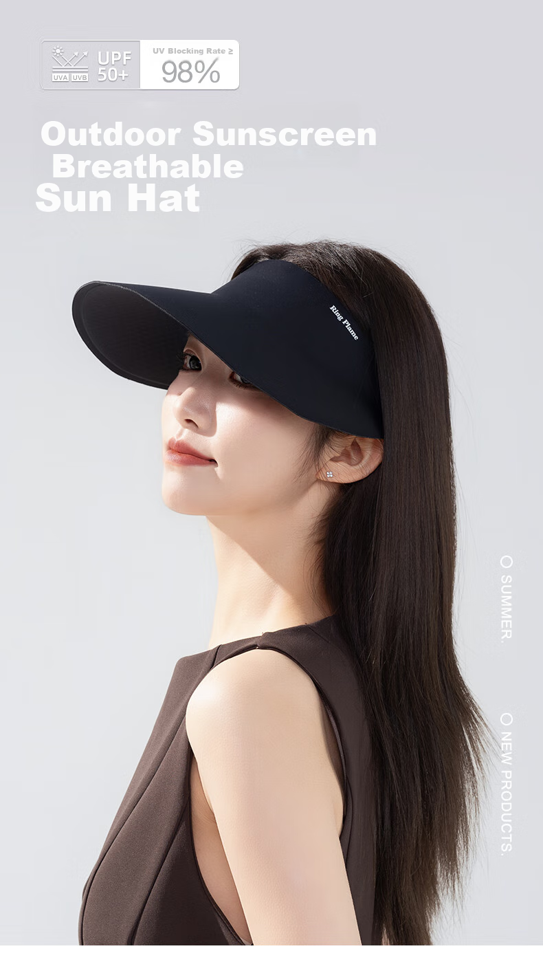 Yalu Women's Sun Protection Hat Open Top Foldable Sun Hat Egg Roll Wide Brim Hat for Cycling and Electric Bike Summer 1