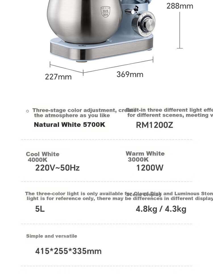 Royalstar Stand Mixer, Large Capacity for Home Use, Multifunctional Dough Kneading And Mixing, Fully Automatic, 1200W High Power, Whipping Milk, Egg White, Cream, Bread Maker, 5 Liters, RM1200Z 13