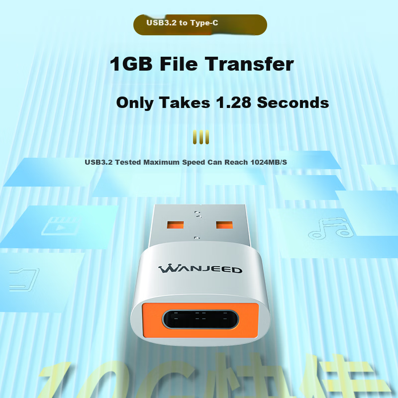 Адаптер WANJEED USB 3.2 на Type-C OTG, совместимый с Apple 16/15, Xiaomi, Huawei, кабель для быстрой зарядки, конвертер для USB-накопителей, наушников, клавиатуры, мыши, ноутбуков и автомобильного использования