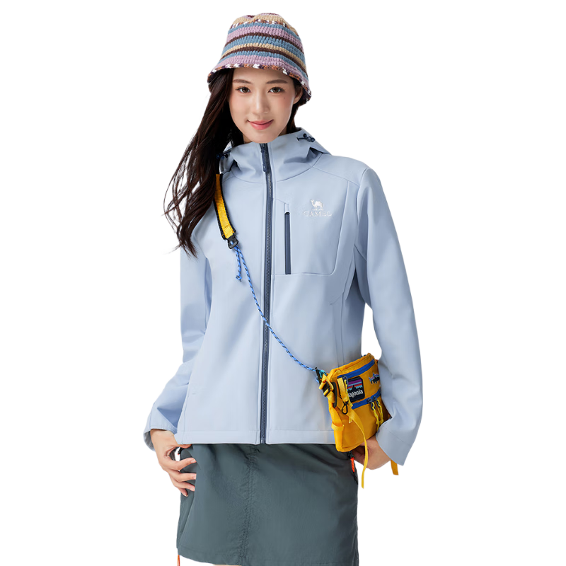 CAMEL Women's Softshell Jacket Fleece Lined Warm Anti-Static Windproof Waterproof Hooded Coat for Men