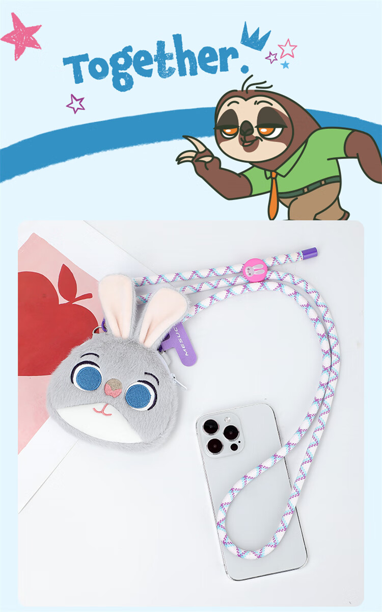 Disney Phone Lanyard Bag, Small Coin Purse, Cartoon Plush Earphone Holder, Phone Crossbody Strap 5