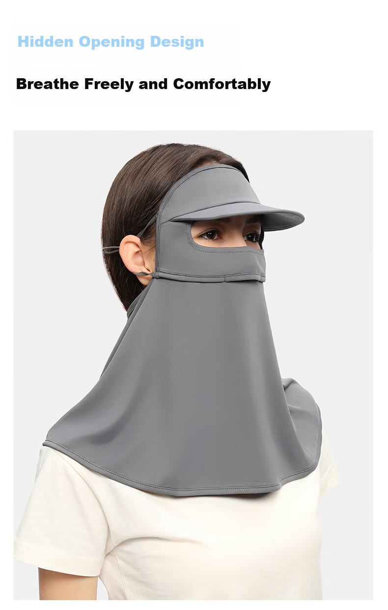 OhSunny Full Face Sun Protection Mask, Outdoor Breathable Sunshade with Brim, Cool-Feeling UV-Resistant Face Cover 5