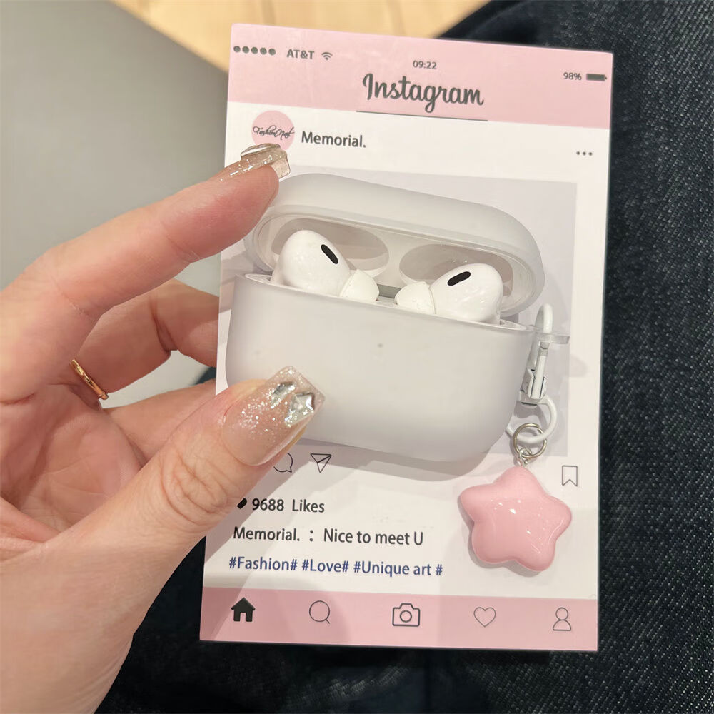 Beiyipin Compatible with Airpods 1/2 Apple Earphones Case, Pink Star Apple Airpods Pro 2nd Generation, Bluetooth 3rd Generation Airpods 4 Wireless Earphone Case, Third-Generation Soft Shell 3