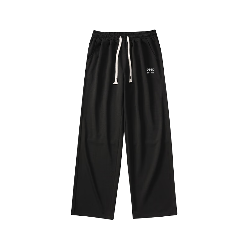 JEEP SPIRIT Men's Loose Wide-Leg Pants, Summer Lightweight Versatile Breathable Casual Trousers for Men, Black 4XL