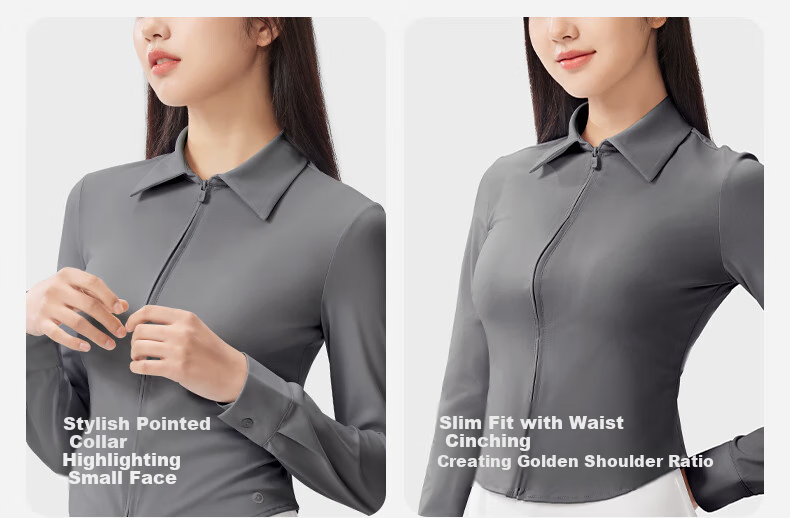 KAZUKOIN Slim Sun Protection Shirt for Women, Spring And Summer UV-Resistant Outdoor Sports Ice Silk Sun Protection Clothing 4