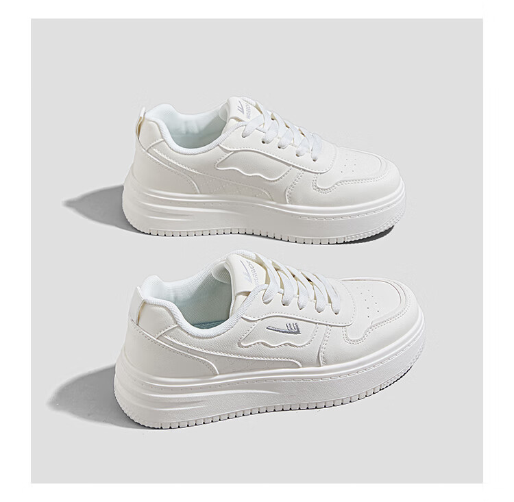 Warrior Women's Versatile Casual White Sneakers for Spring And Autumn, New Trendy Thick-Soled Student Sports Skateboard Shoes, Navy Blue And Black, Size 37 7