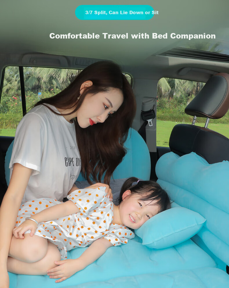 Adandyish Storage Bench Three-Sevenths Car Inflatable Bed, Car Sleeping Pad, Rear Seat Travel Mattress, Gray 5