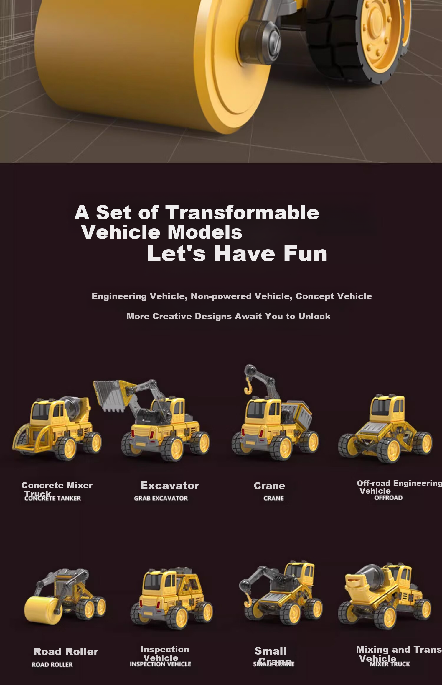 Mixiaoshu Magnetic Building Blocks Construction Vehicle, Transformable Excavator Toy for Boys And Girls, 3-6 Years Old Birthday Gift 4