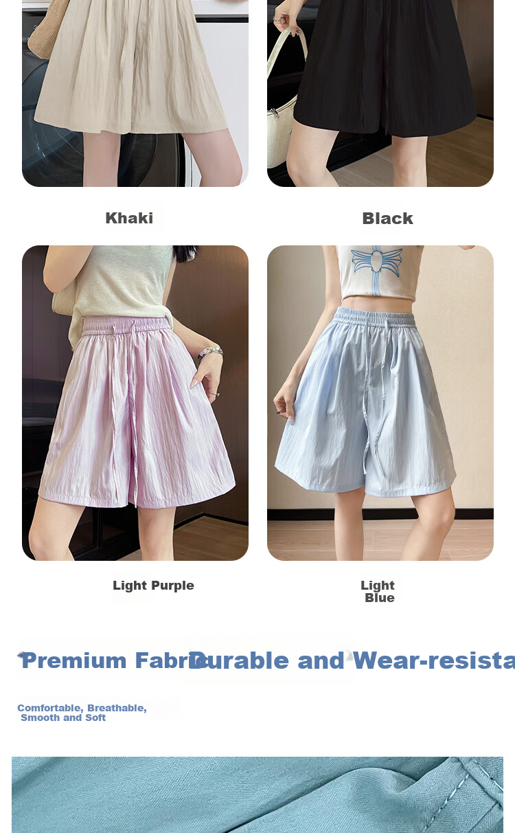 XUEXIMAN Ice Silk Quick-Dry Yamamoto Shorts for Women, Summer 2025 New Style, Loose-Fitting, Knee-Length, High-Waisted, Slimming Wide-Leg Sports Pants 7