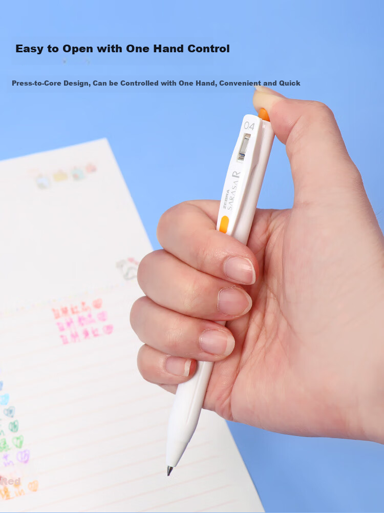 ZEBRA 0.4mm Retractable Bullet Tip Gel Pen, Colorful Student Drawing Signing Pen for Marking And Coloring, Journaling Pen, Ink Pen, JJS29-R1, White Barrel Black Ink, Pack of 10 4